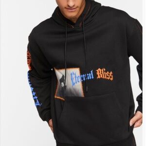 Men's Forever 21 Black Hooded Sweatshirt Eternal Bliss, XL